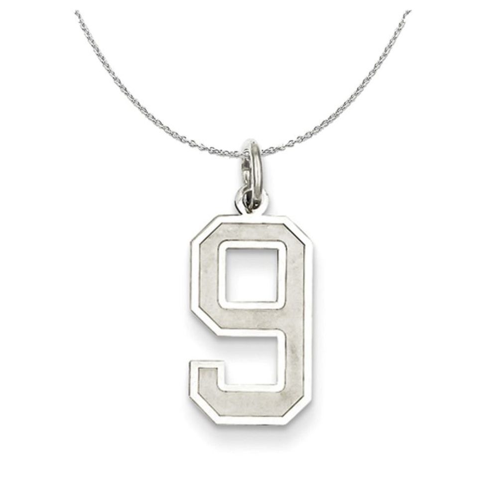 Sterling Silver, Jersey Collection, Medium Number 9 Necklace - 16 inch